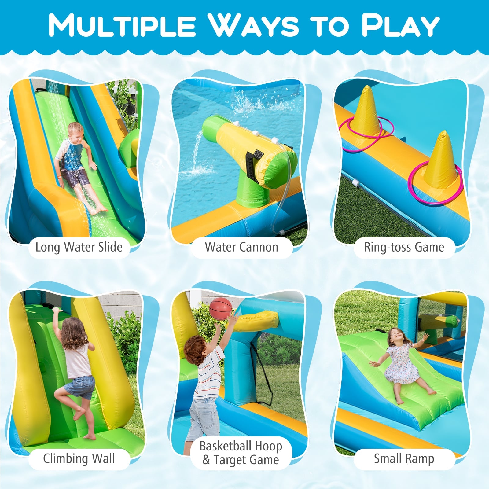 Inflatable Water Slide, Tropical Theme, Dual Slide Aqua Park, 680W Blower Inflatable Water Slides at Gallery Canada