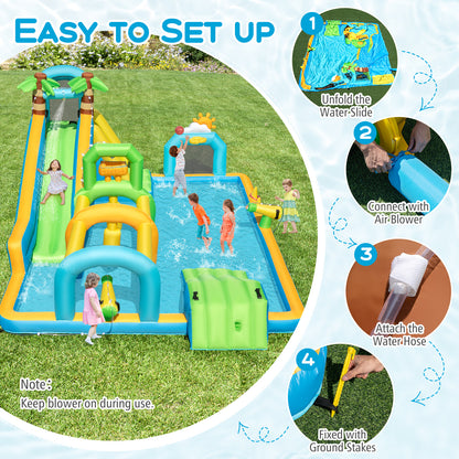 Inflatable Water Slide, Tropical Theme, Dual Slide Aqua Park, 680W Blower Inflatable Water Slides at Gallery Canada