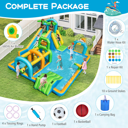 Inflatable Water Slide, Tropical Theme, Dual Slide Aqua Park, 680W Blower Inflatable Water Slides at Gallery Canada