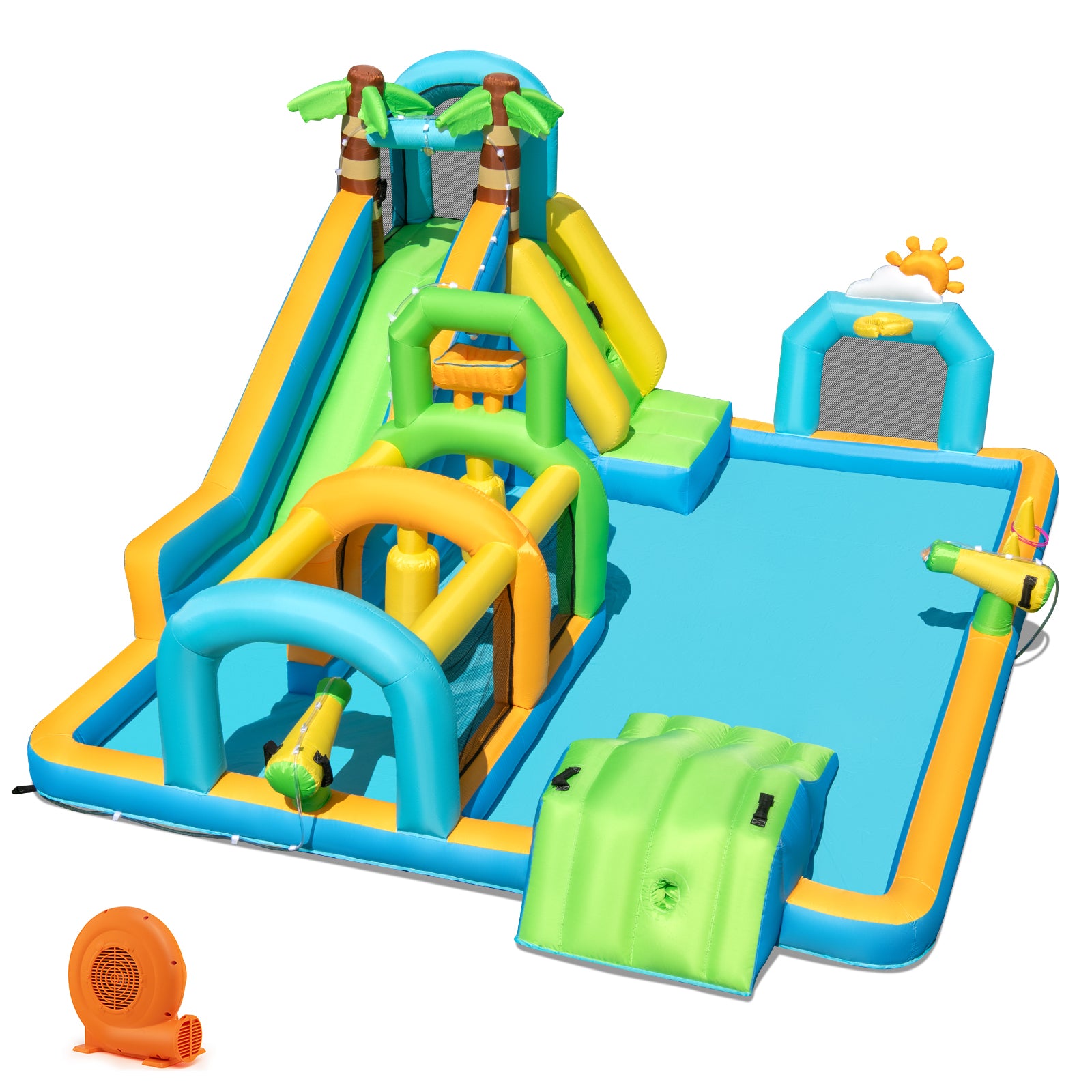 Inflatable Water Slide, Tropical Theme, Dual Slide Aqua Park, 750W Blower Inflatable Water Slides at Gallery Canada