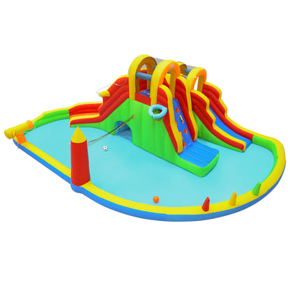 Inflatable Water Slide Park, 2 Long Slides, Climbing Walls, Multicolor Inflatable Water Slides Multicolor at Gallery Canada