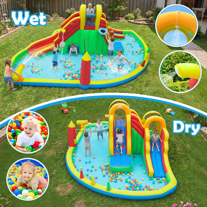 Inflatable Water Slide Park, 2 Long Slides, Climbing Walls, Multicolor Inflatable Water Slides at Gallery Canada