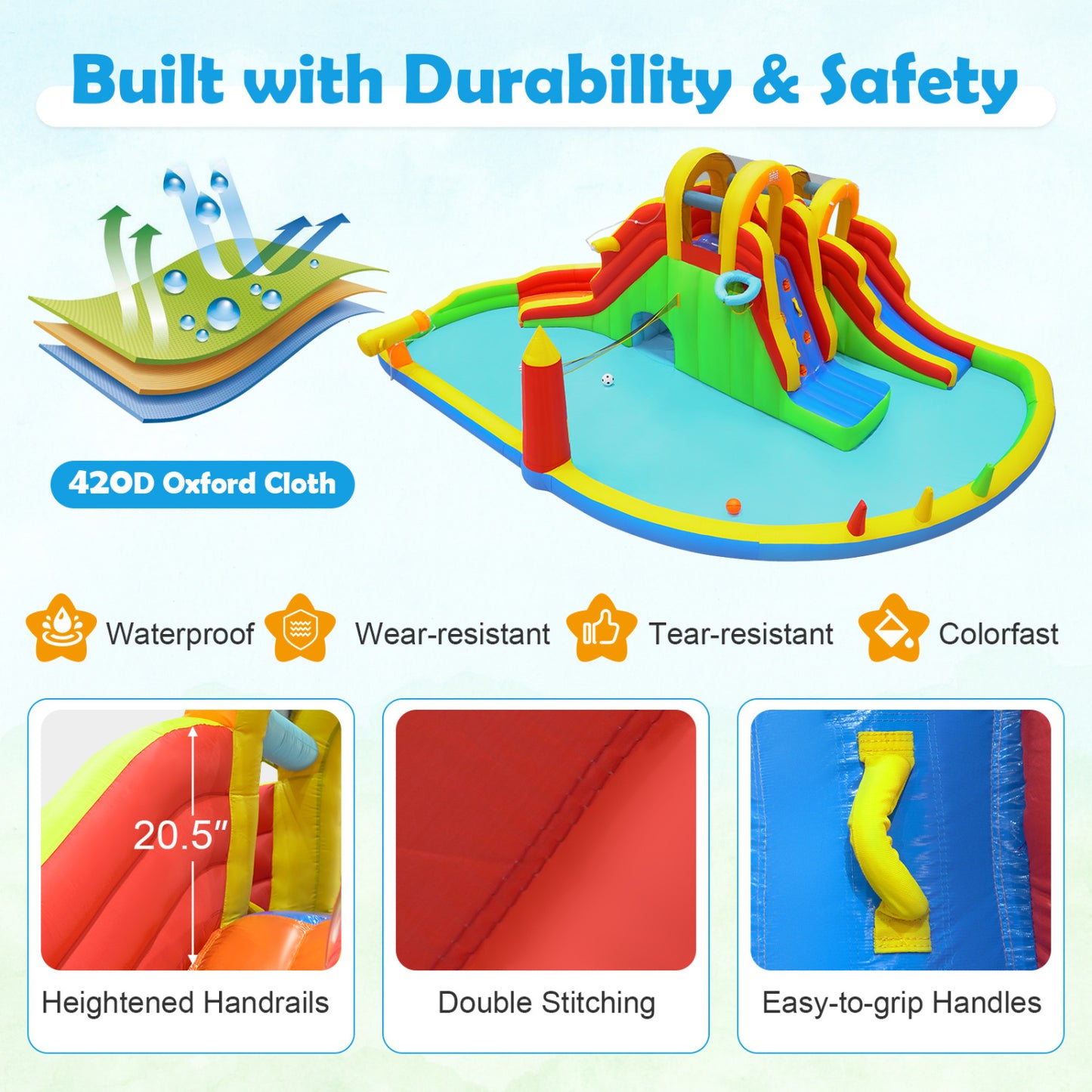 Inflatable Water Slide Park, 2 Long Slides, Climbing Walls, Multicolor Inflatable Water Slides at Gallery Canada