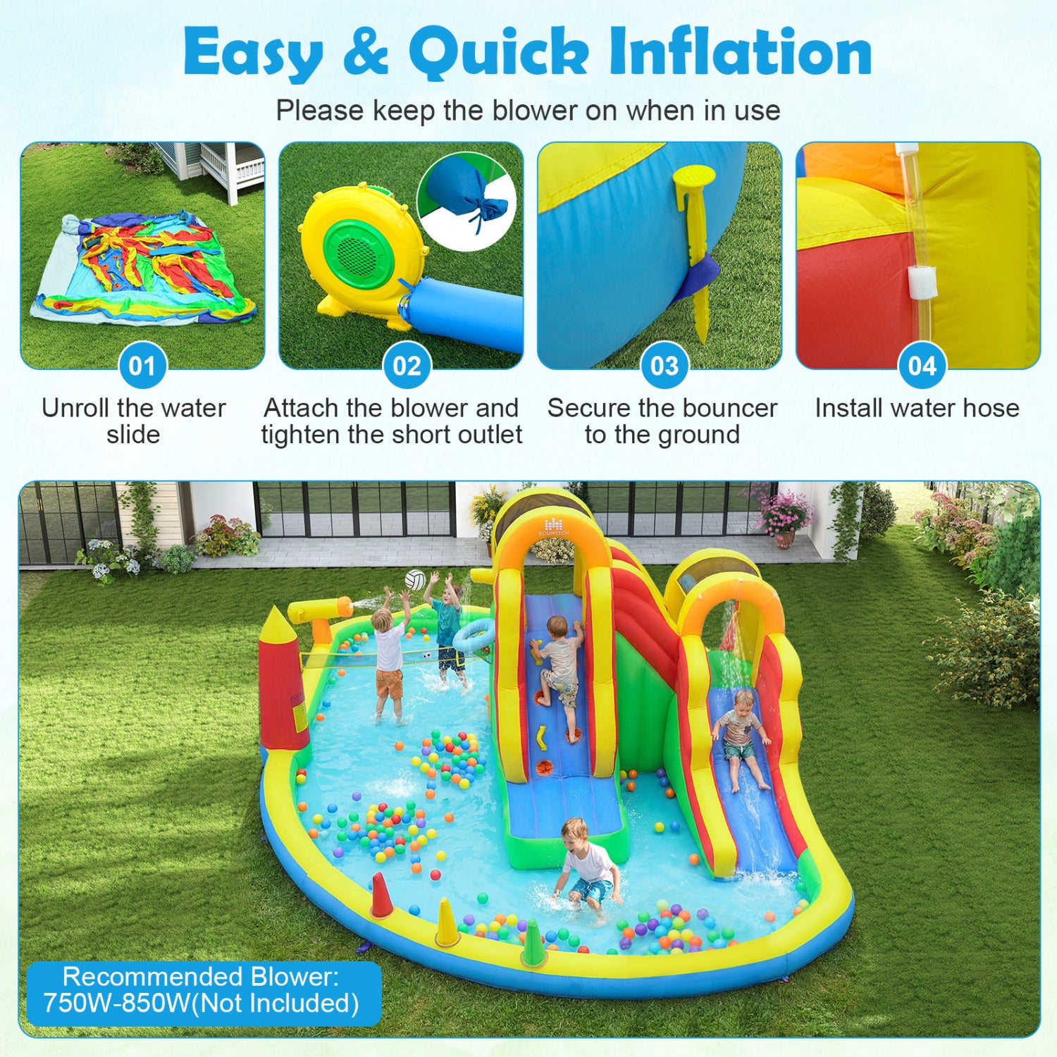 Inflatable Water Slide Park, 2 Long Slides, Climbing Walls, Multicolor Inflatable Water Slides at Gallery Canada