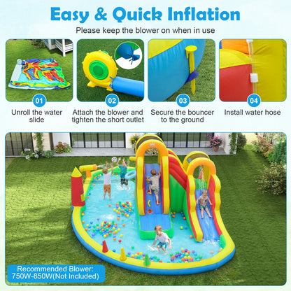Inflatable Water Slide Park, 2 Long Slides, Climbing Walls, Multicolor Inflatable Water Slides at Gallery Canada