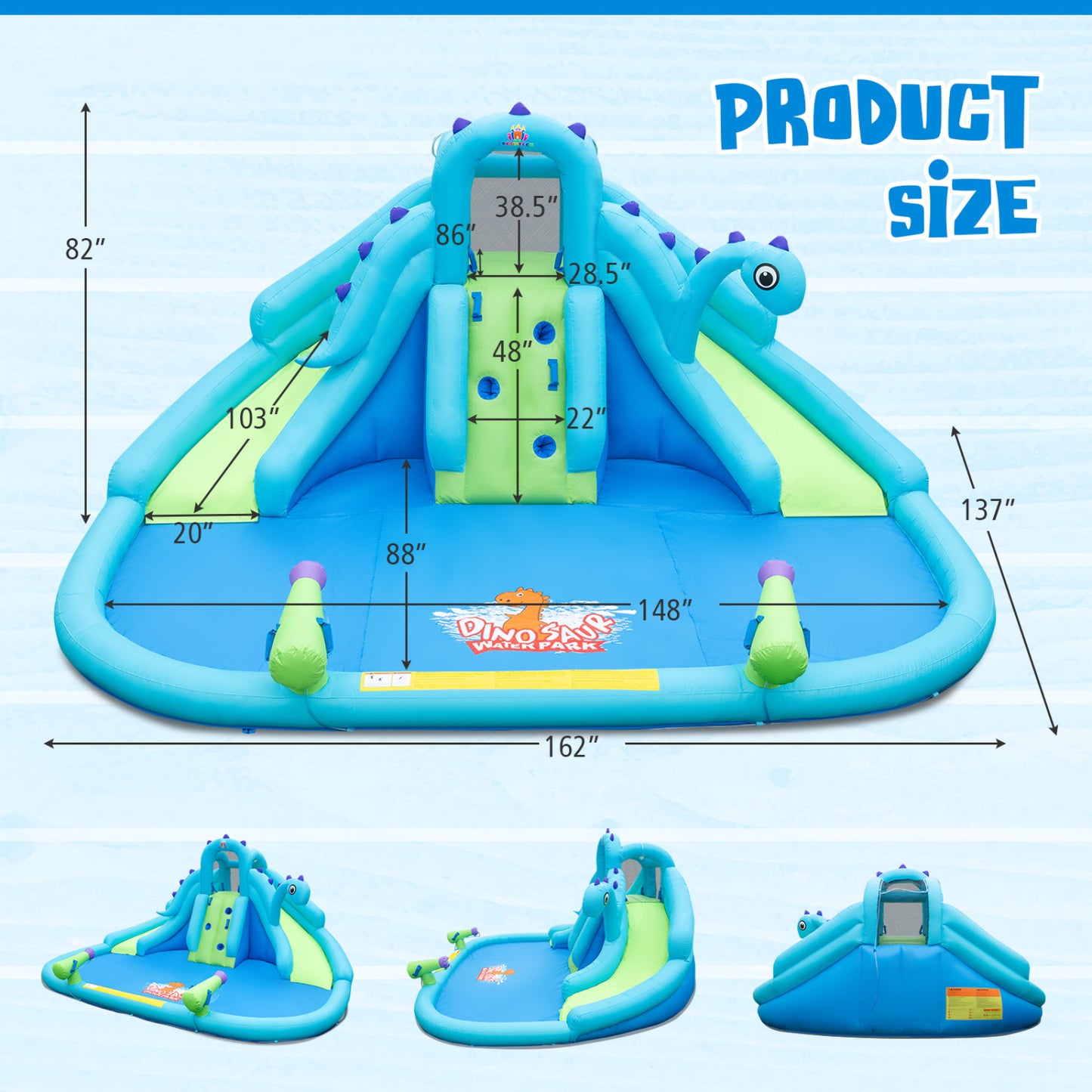 Inflatable Water Slide, Dual Slides, Large Splash Pool, Blue Bounce House at Gallery Canada