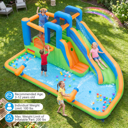 Inflatable Water Slide Park, Splash Pool, 780W Blower