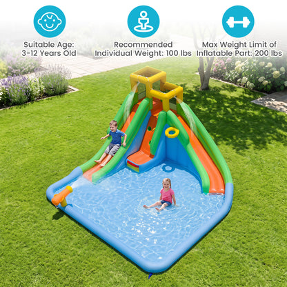 Inflatable Water Slide for Kids, Double Slides, 680W Blower