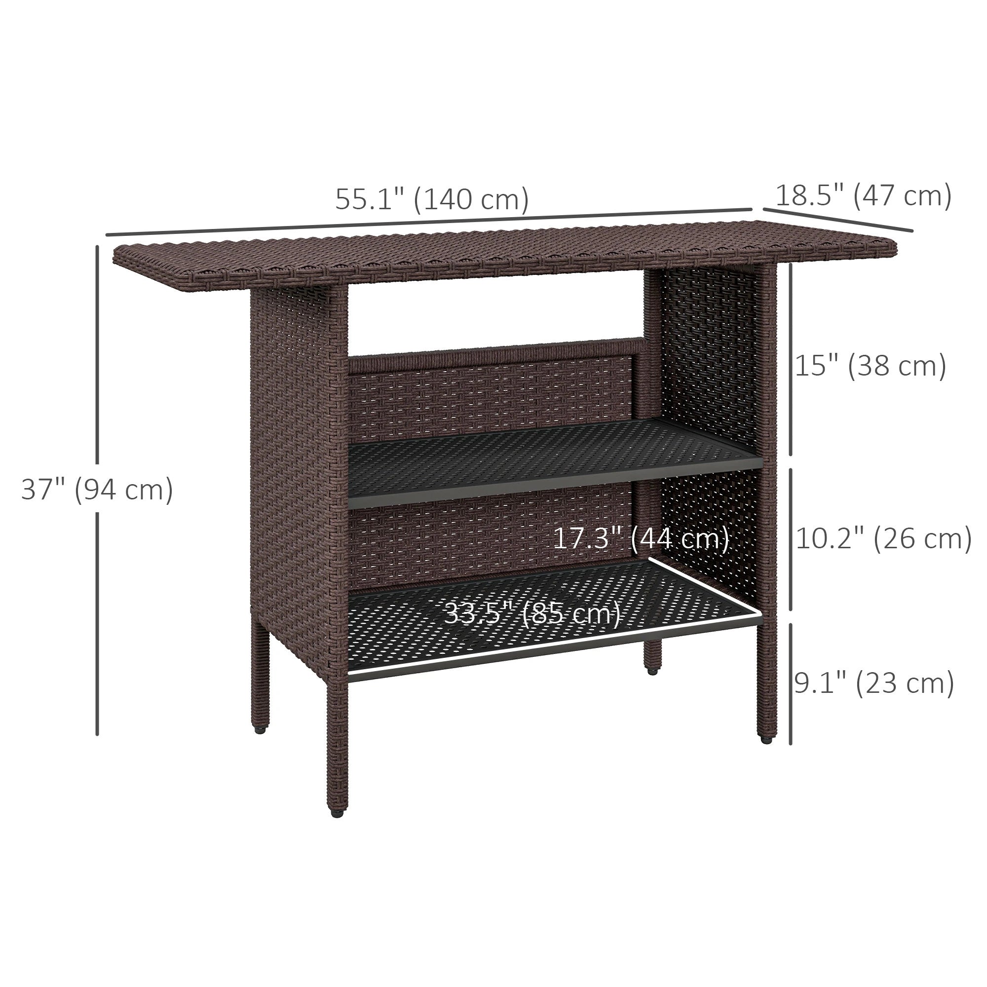 Outdoor Rattan Bar Table, 55.1