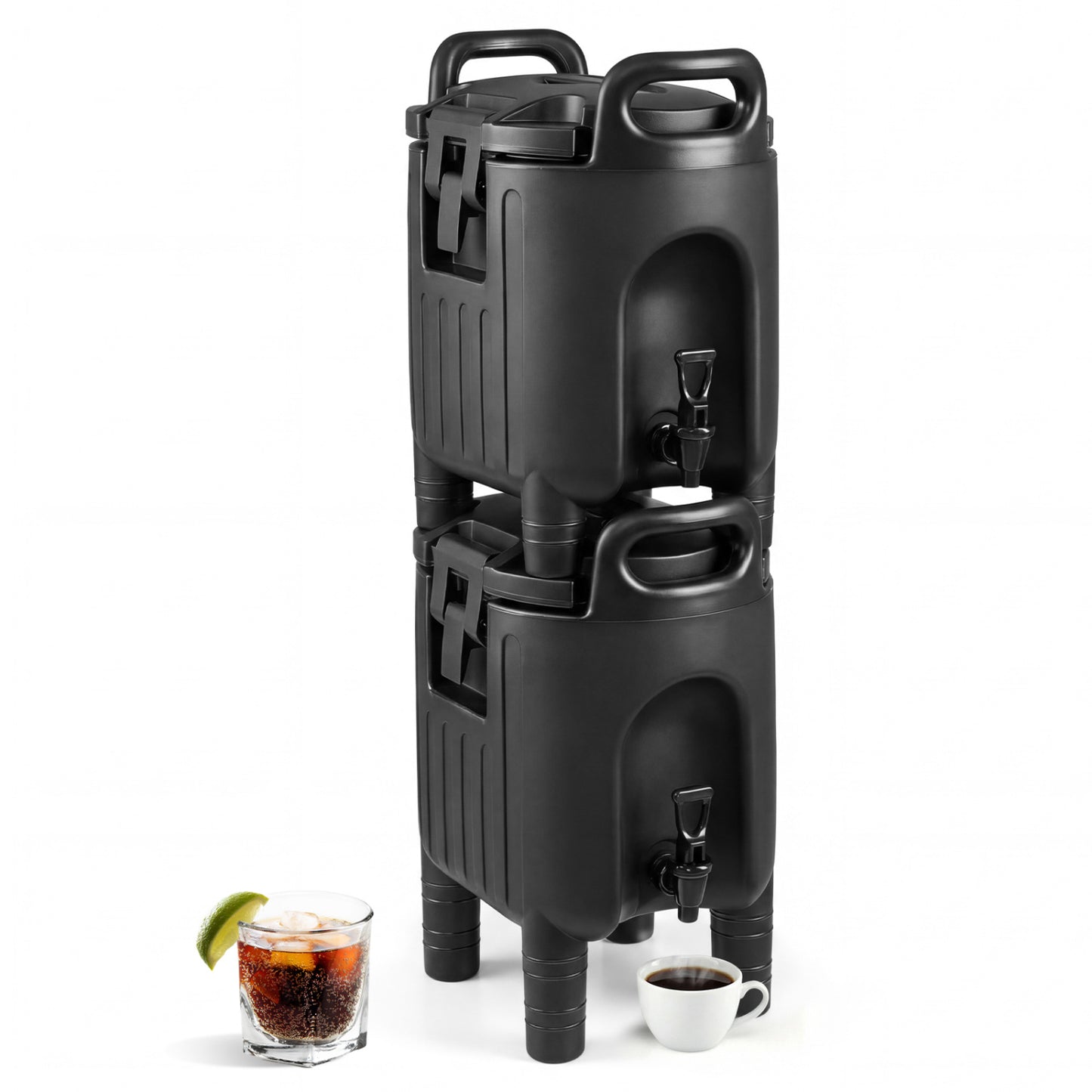 Insulated Beverage Dispensers, Set of 2, Hot and Cold, Black Water Dispensers Black at Gallery Canada