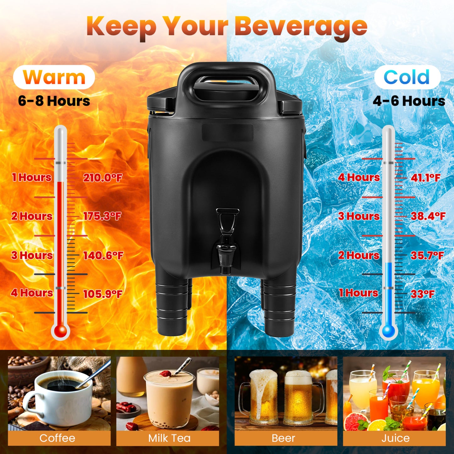 Insulated Beverage Dispensers, Set of 2, Hot and Cold, Black Water Dispensers at Gallery Canada