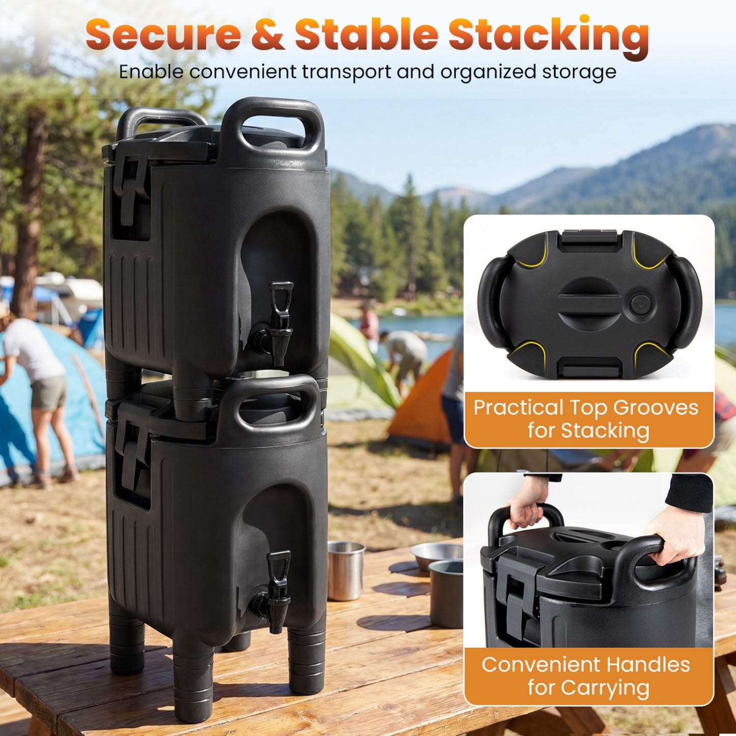 Insulated Beverage Dispensers, Set of 2, Hot and Cold, Black Water Dispensers at Gallery Canada