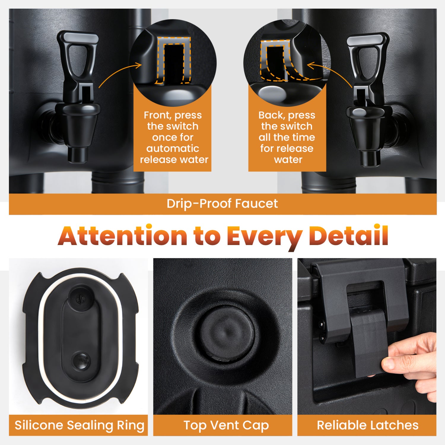 Insulated Beverage Dispensers, Set of 2, Hot and Cold, Black Water Dispensers at Gallery Canada