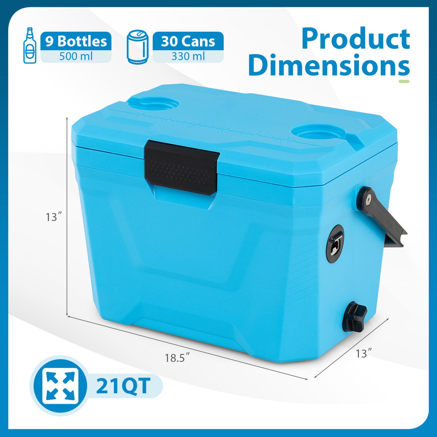 Insulated Portable Cooler, Hard Shell Ice Chest, Blue Coolers at Gallery Canada