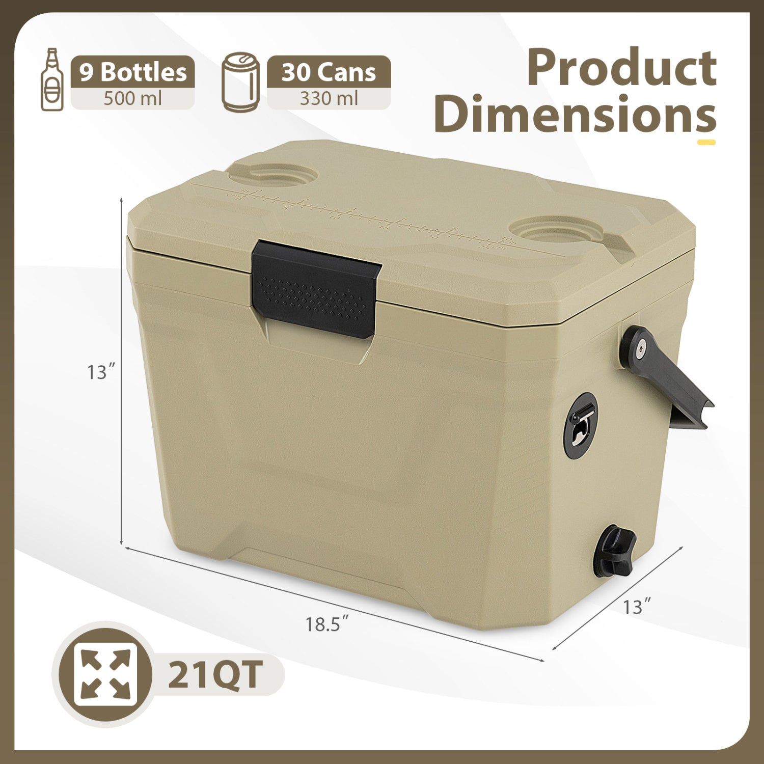 Insulated Portable Cooler Hard Shell Ice Chest, Coffee, Sand Coolers at Gallery Canada