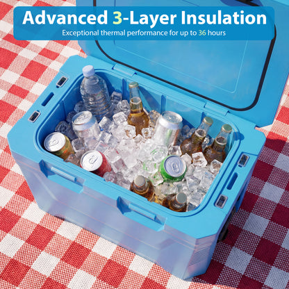 Insulated Hard Shell Cooler, Ice Chest with 2 Cup Holders, Blue Coolers at Gallery Canada