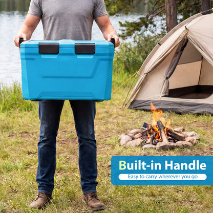 Insulated Hard Shell Cooler, Ice Chest with 2 Cup Holders, Blue Coolers at Gallery Canada