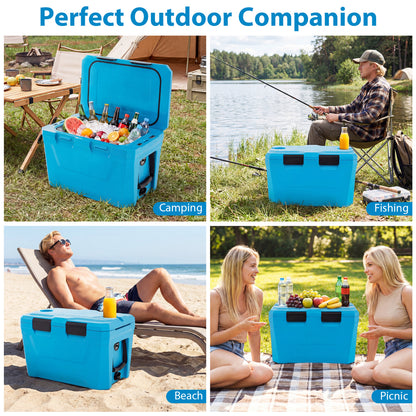 Insulated Hard Shell Cooler, Ice Chest with 2 Cup Holders, Blue Coolers at Gallery Canada