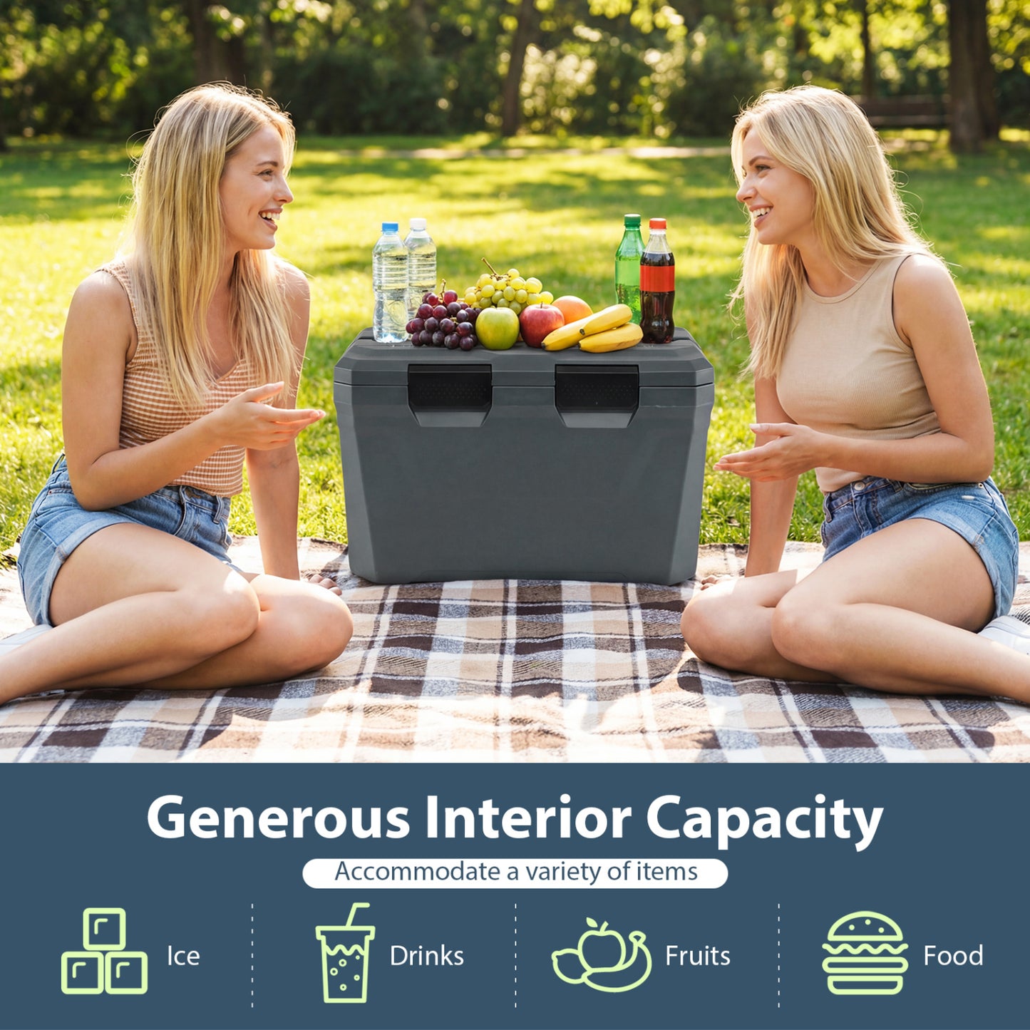 Insulated Portable Cooler, Hard Shell Ice Chest, Gray Coolers at Gallery Canada