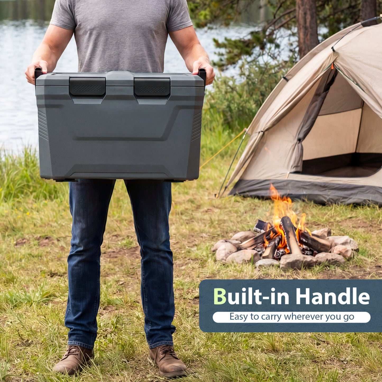 Insulated Portable Cooler, Hard Shell Ice Chest, Gray Coolers at Gallery Canada