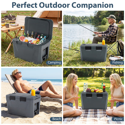 Insulated Portable Cooler, Hard Shell Ice Chest, Gray Coolers at Gallery Canada