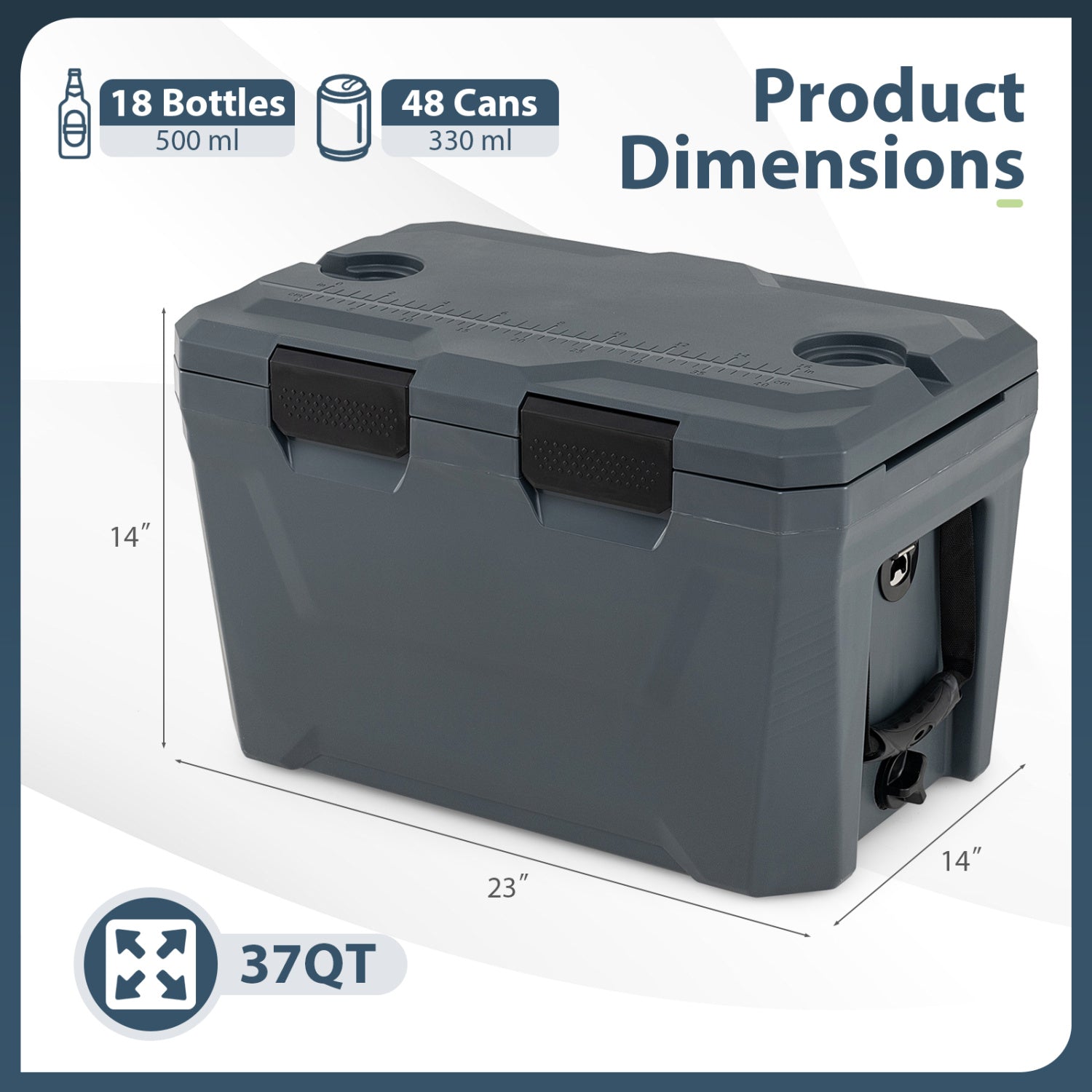Insulated Portable Cooler, Hard Shell Ice Chest, Gray Coolers at Gallery Canada
