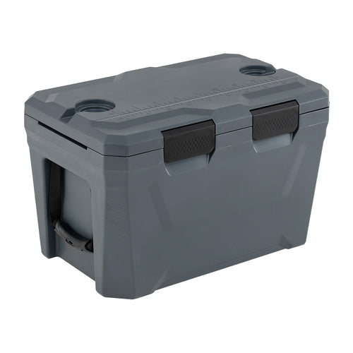 Insulated Portable Cooler, Hard Shell Ice Chest, Gray