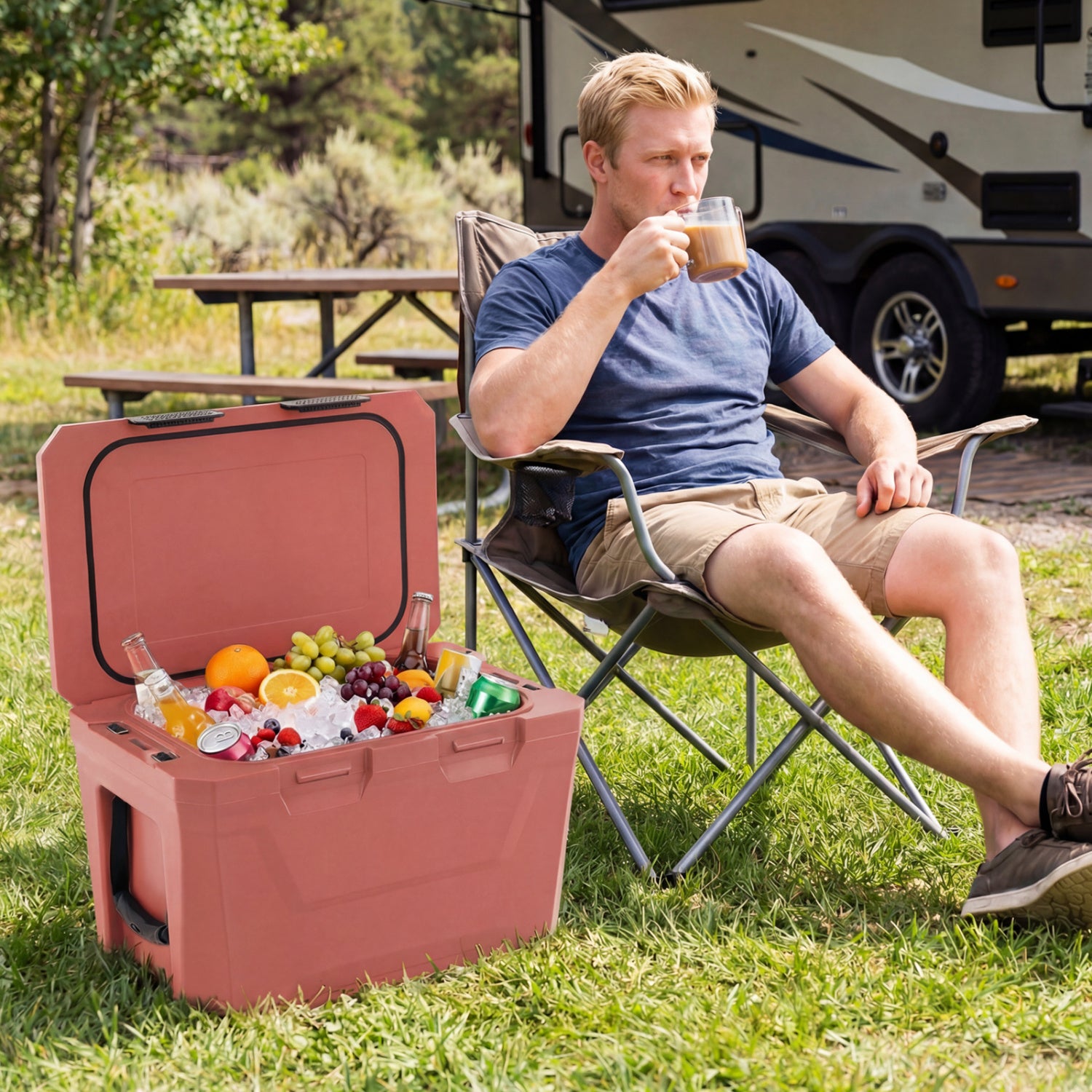 Insulated Portable Cooler Hard Shell Ice Chest, Pink Coolers at Gallery Canada