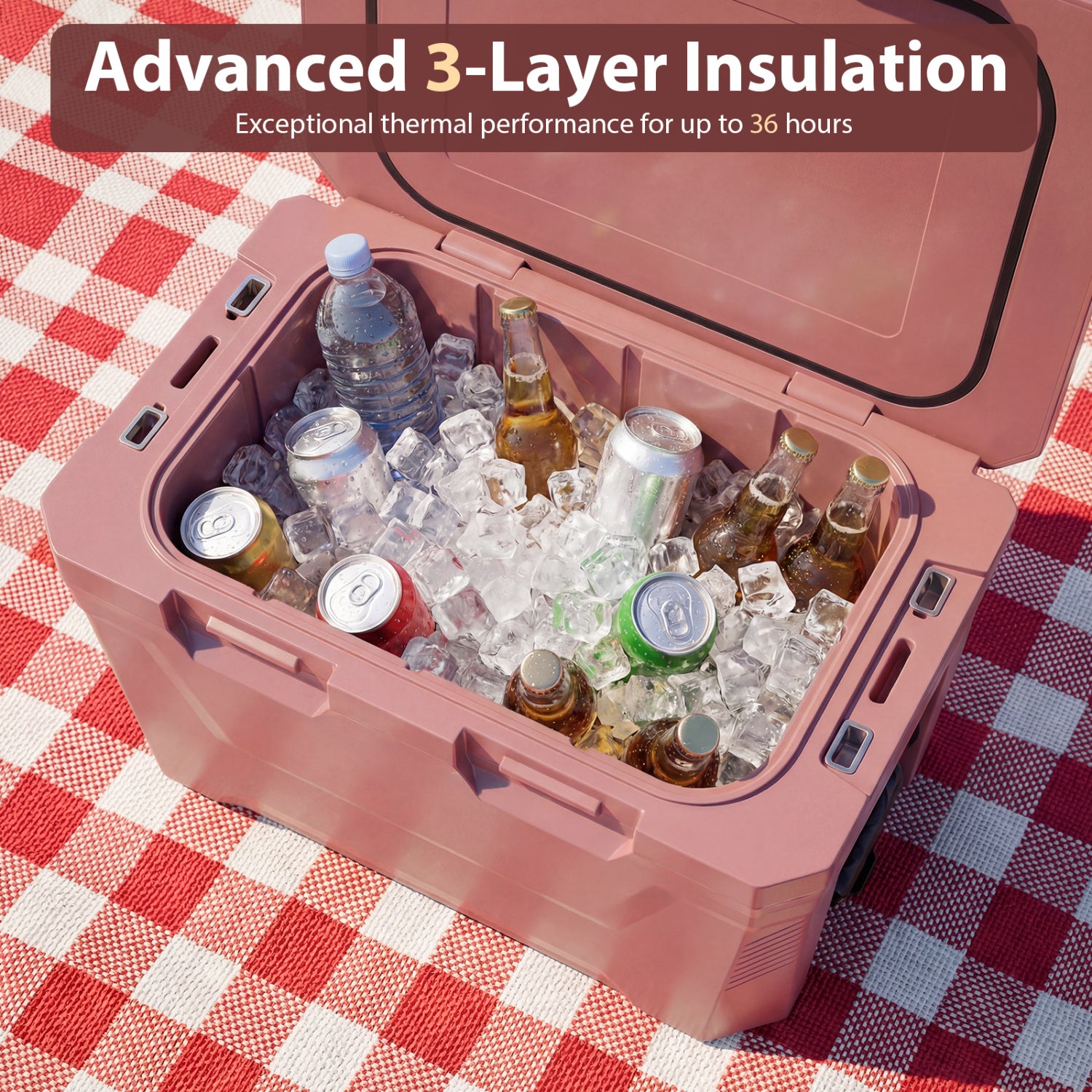 Insulated Portable Cooler Hard Shell Ice Chest, Pink Coolers at Gallery Canada