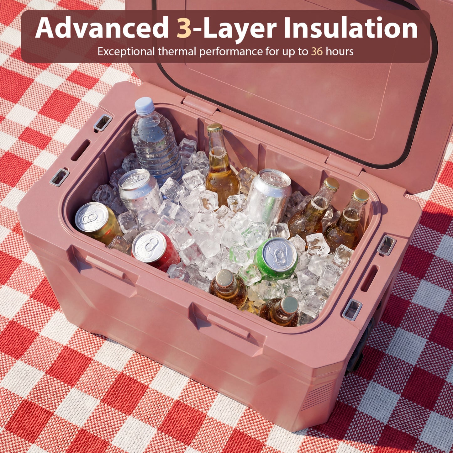 Insulated Portable Cooler Hard Shell Ice Chest, Pink Coolers at Gallery Canada