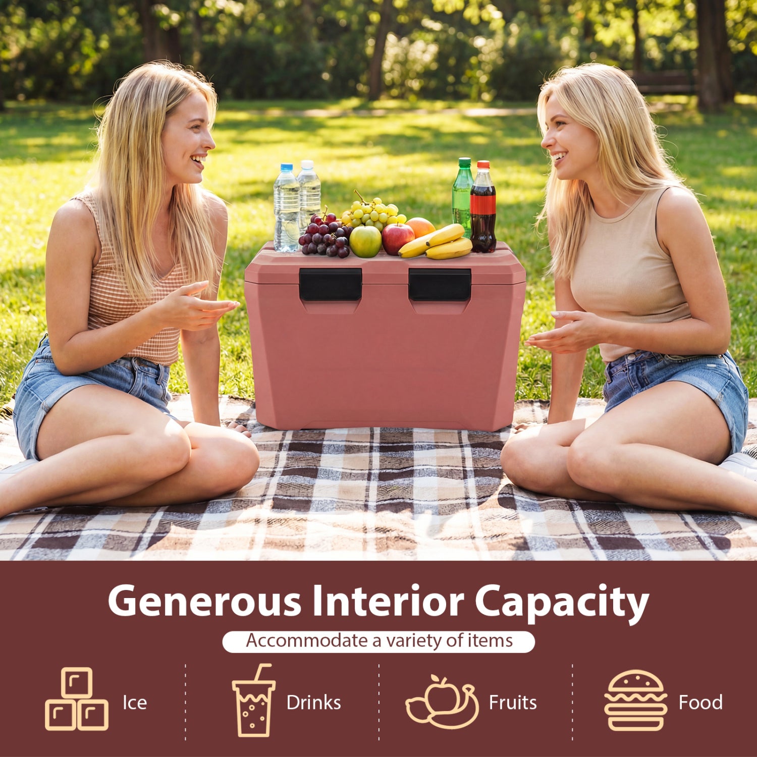 Insulated Portable Cooler Hard Shell Ice Chest, Pink Coolers at Gallery Canada