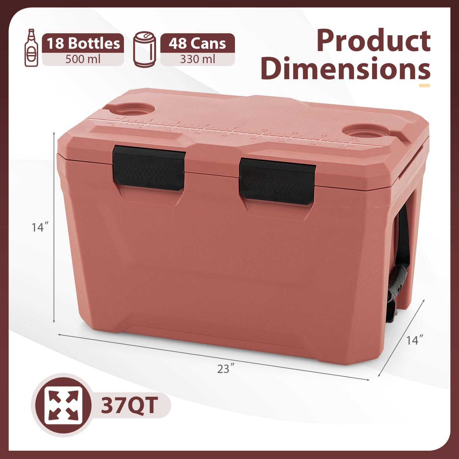Insulated Portable Cooler Hard Shell Ice Chest, Pink Coolers at Gallery Canada