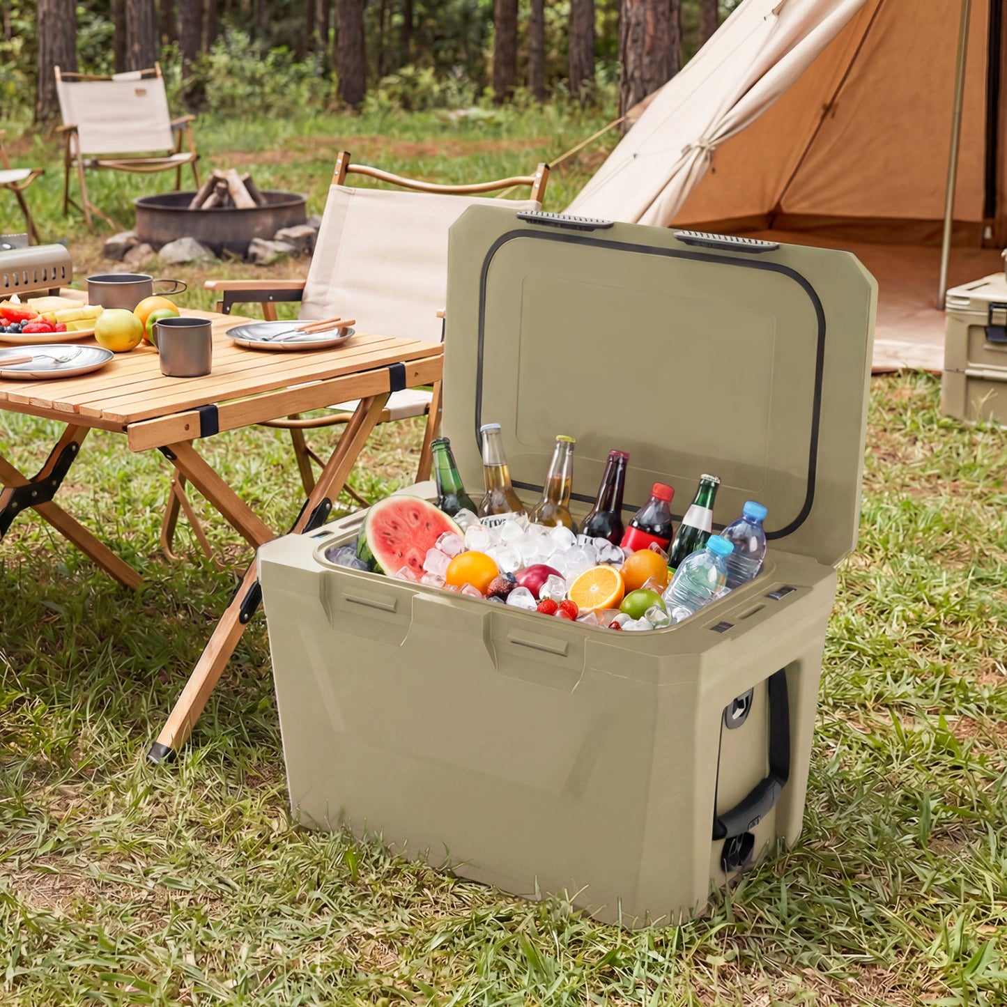 Insulated Hard Cooler, 2 Cup Holders, Sand Coffee Coolers at Gallery Canada