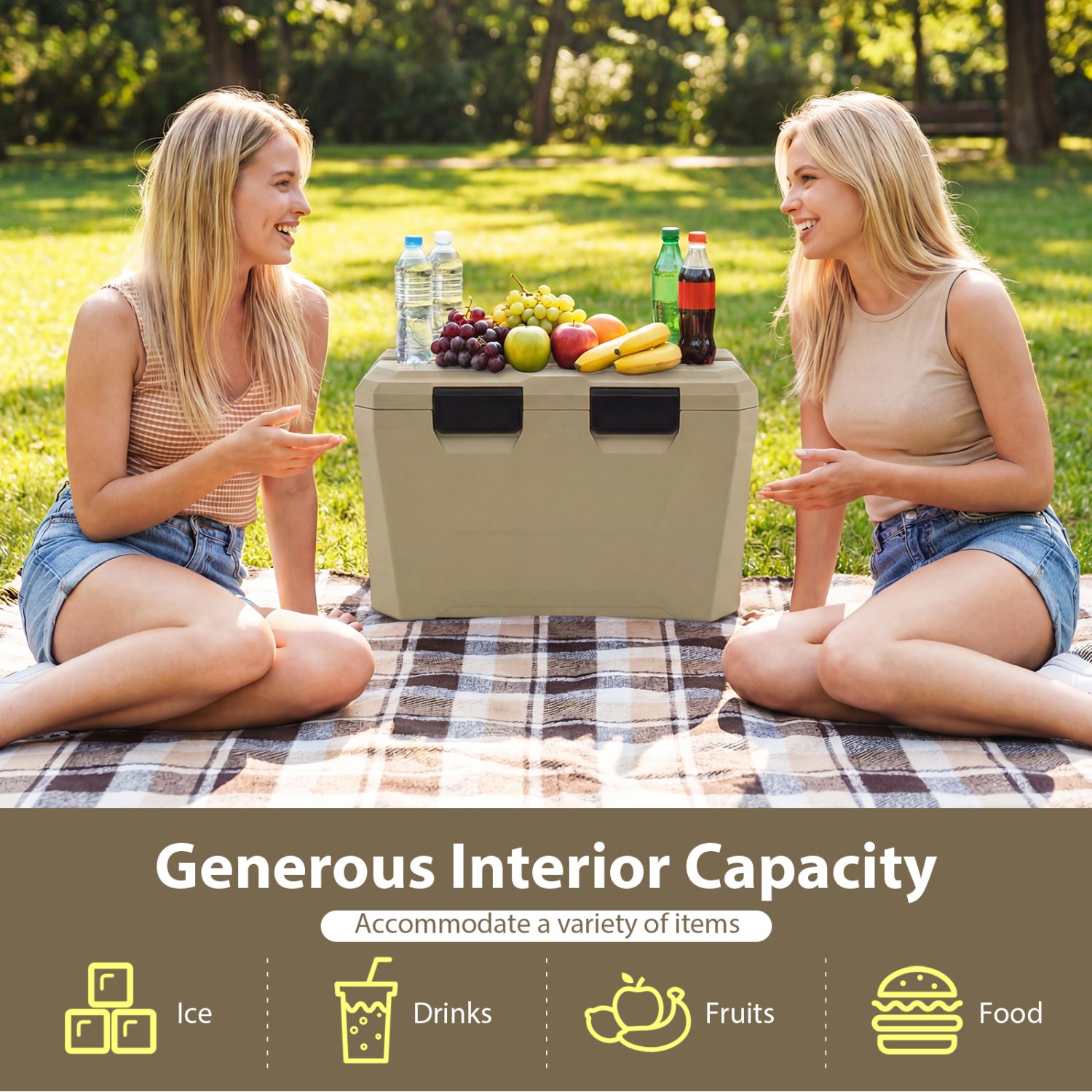 Insulated Hard Cooler, 2 Cup Holders, Sand Coffee Coolers at Gallery Canada