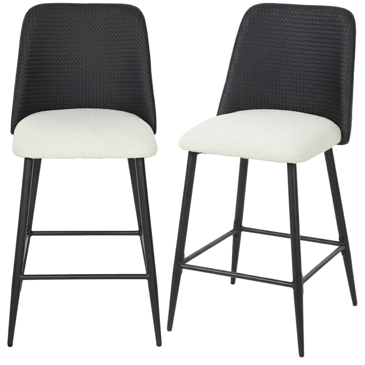 Counter Height Bar Stools Set of 2, 26", Black Bar Stools Black, Beige at Gallery Canada