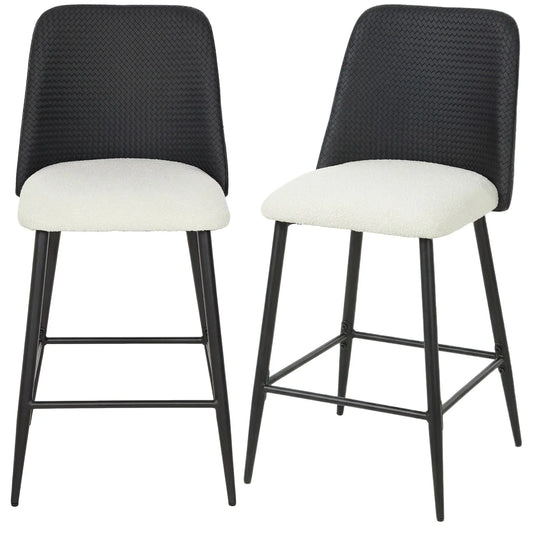 Counter Height Bar Stools Set of 2, 26", Black Bar Stools Black, Beige at Gallery Canada