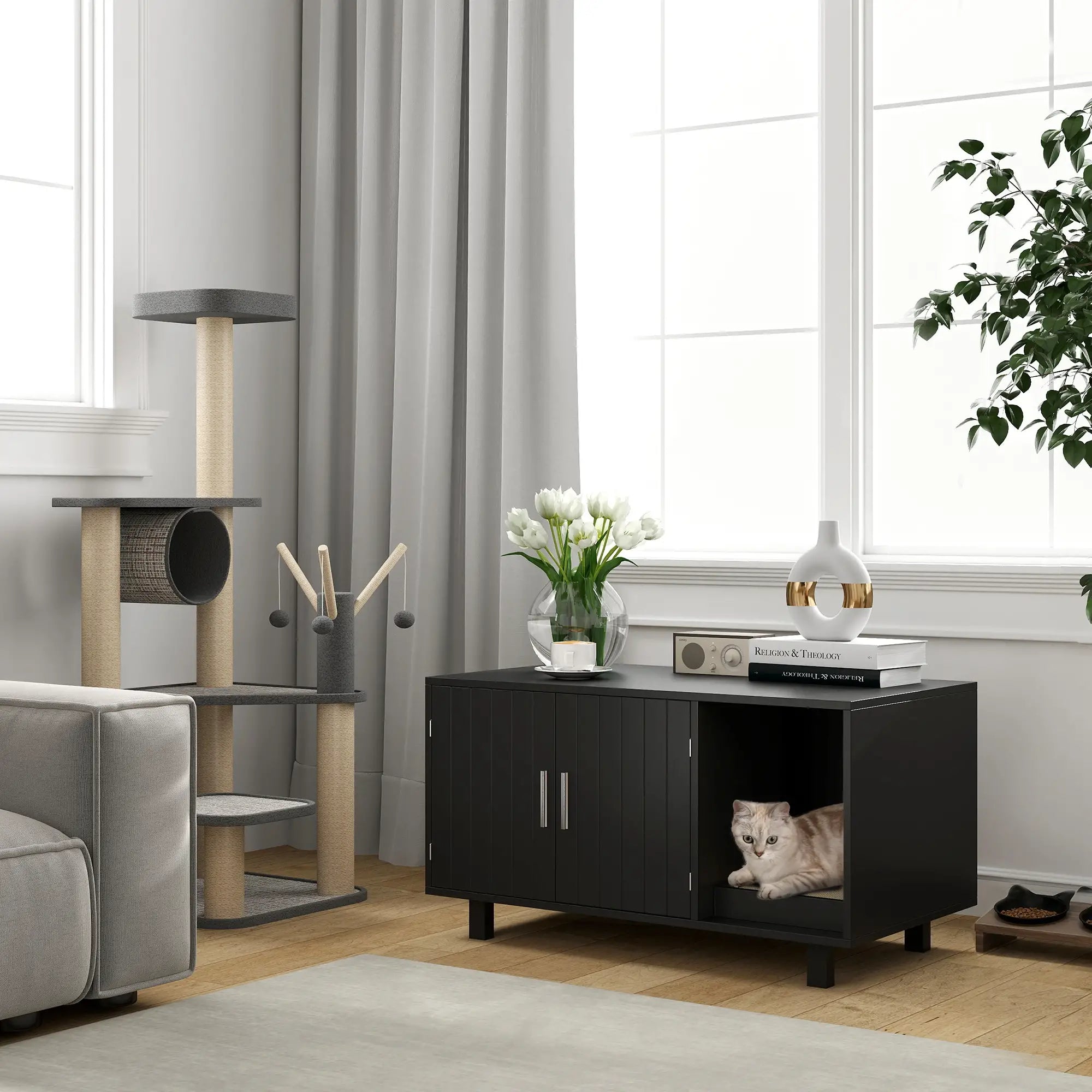 Cat Litter Box Enclosure, End Table with Scratcher, Black Cat Litter Box Enclosures at Gallery Canada