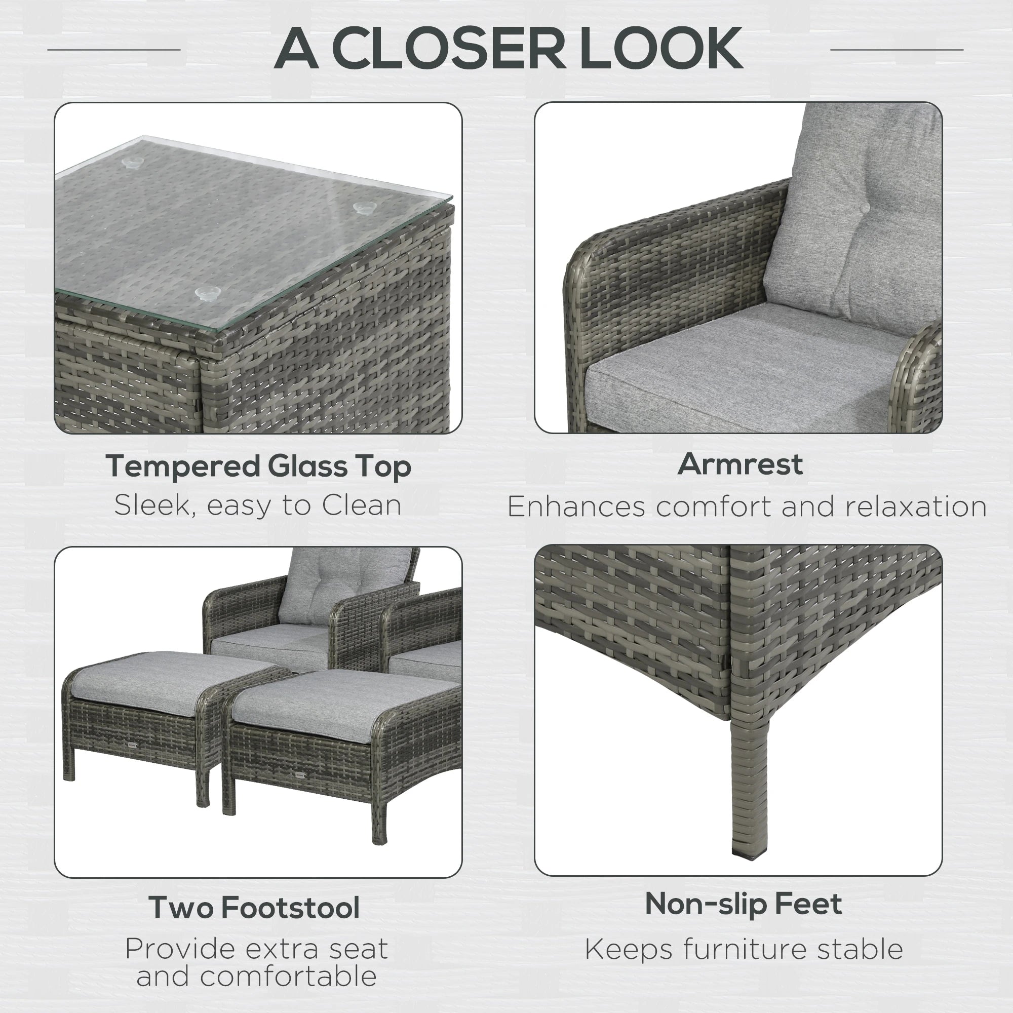 5-Piece Wicker Patio Sofa Set, Thick Padded Cushions, Light Grey Patio Furniture Sets at Gallery Canada