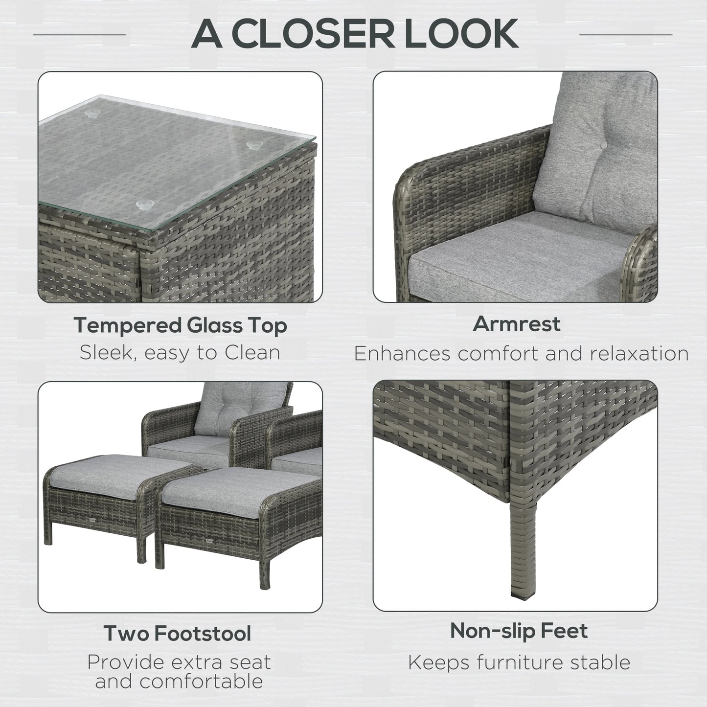 5-Piece Wicker Patio Sofa Set, Thick Padded Cushions, Light Grey Patio Furniture Sets at Gallery Canada
