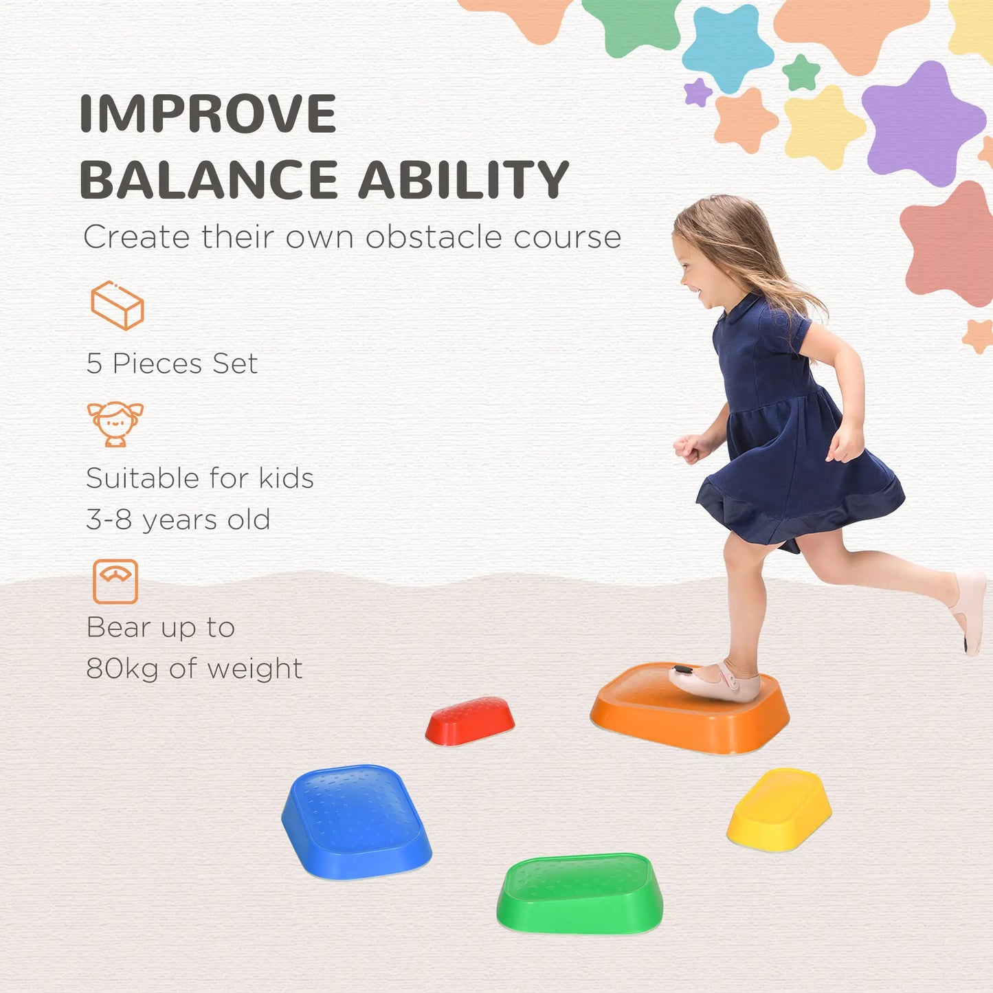 5 PCs Kids Stepping Stones, Obstacle Course Sensory Play, Indoor Outdoor Use Gym Sets & Swings at Gallery Canada
