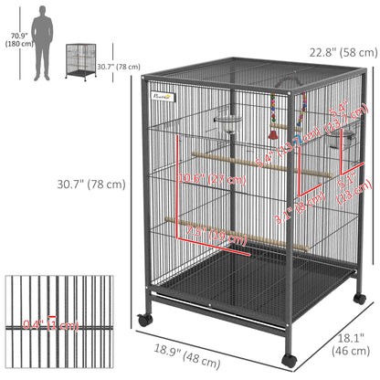 29" Bird Cage for Parrots, Lovebirds, Budgies, Finches, Flight Cage, Grey Bird Cages at Gallery Canada