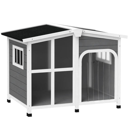 Wooden Dog House, Raised Kennel, Removable Bottom, Asphalt Roof, Dark Grey Houses, Kennels & Pens at Gallery Canada