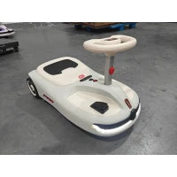 Voiture électrique oscillante 12V, 2 vitesses, musique, lumières, blanche