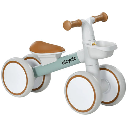 Toddler Balance Bike, Adjustable Seat, Removable Basket, 4 Silent Wheels, Green Riding & Rocking Toys at Gallery Canada
