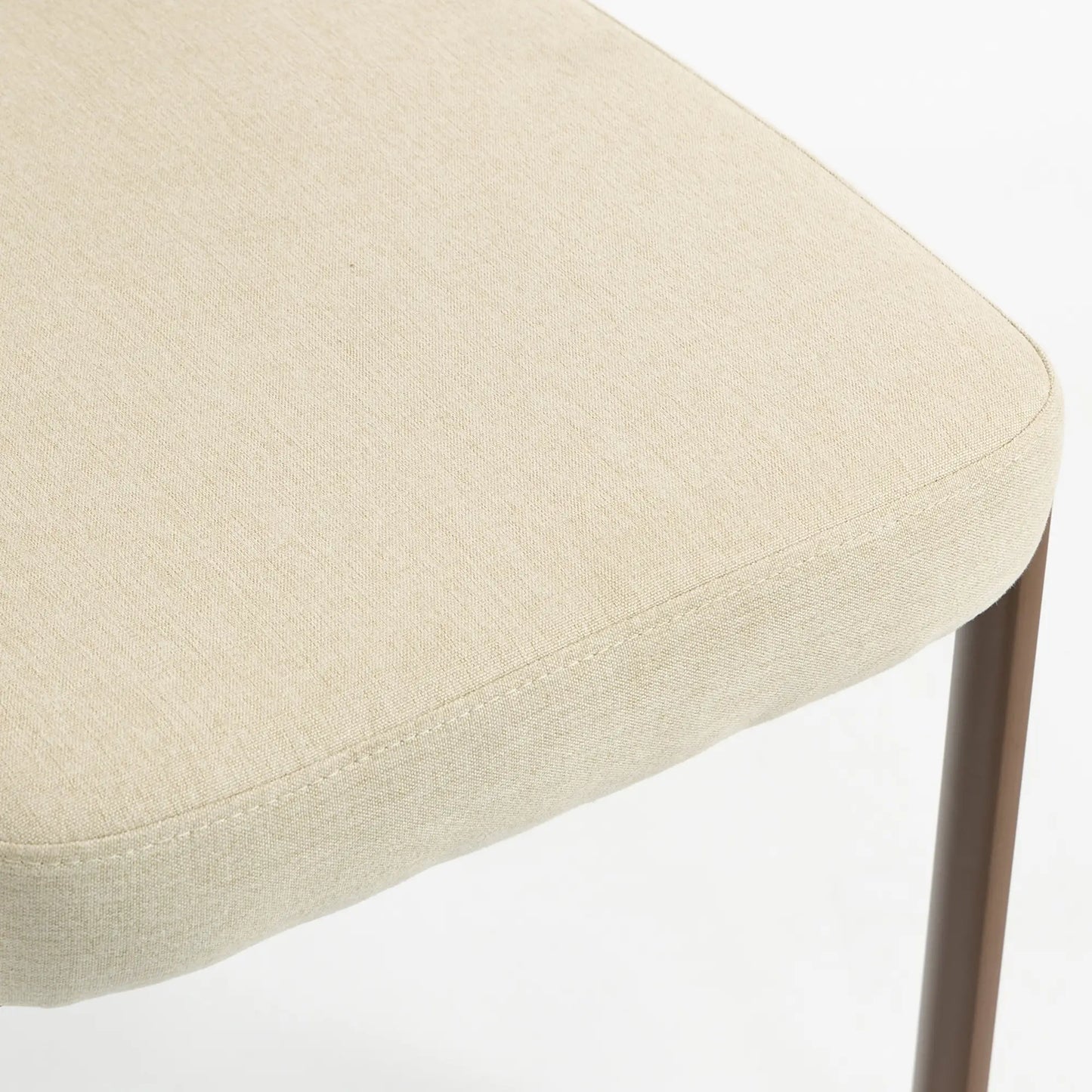 Upholstered Linen Fabric Kitchen Chairs, Modern Dining Chairs Set of 2 with Metal Legs, Beige