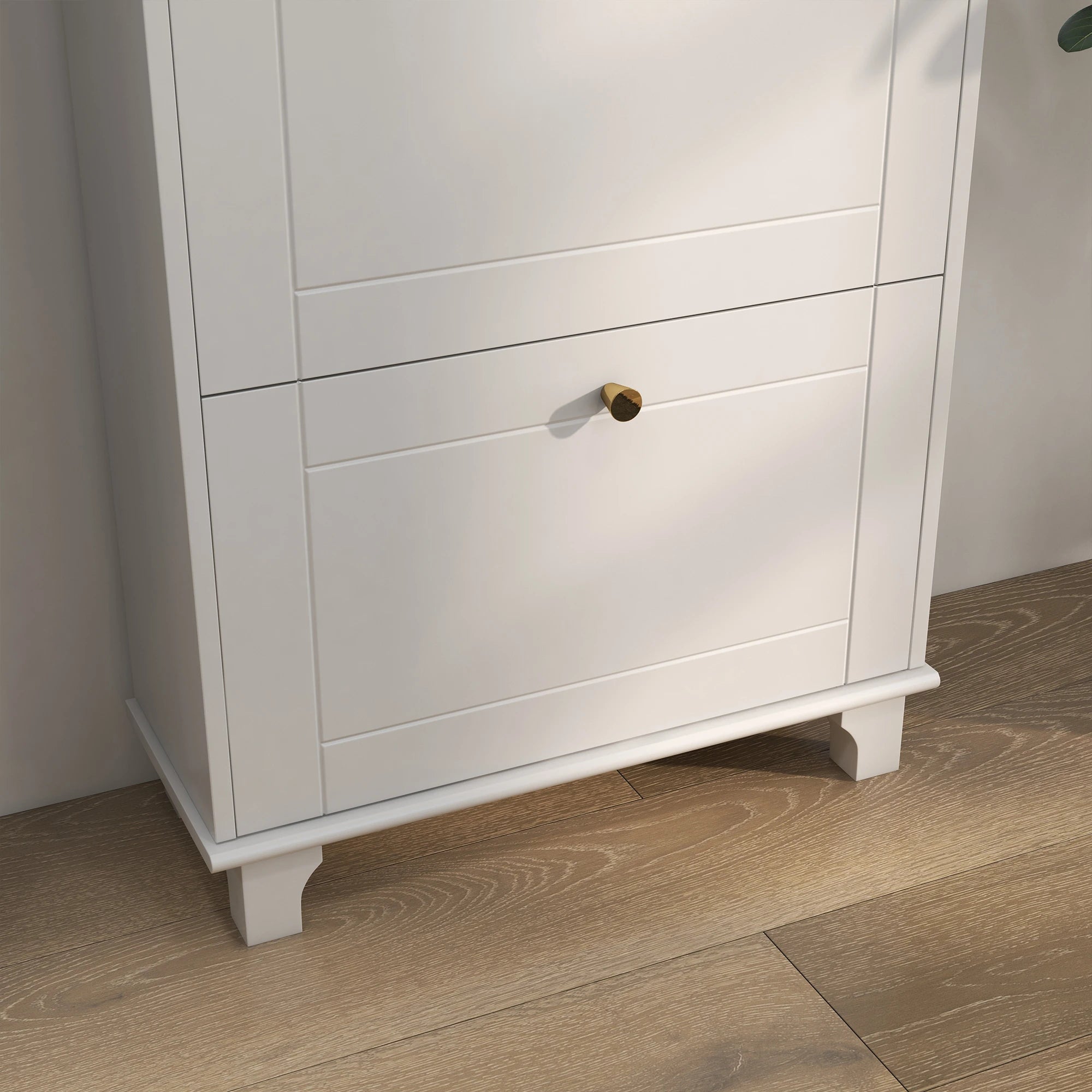 Narrow Shoe Storage, 3 Flip Drawers, Adjustable Shelves, Holds 12 Pairs, White Shoe Storage Cabinets & Racks at Gallery Canada