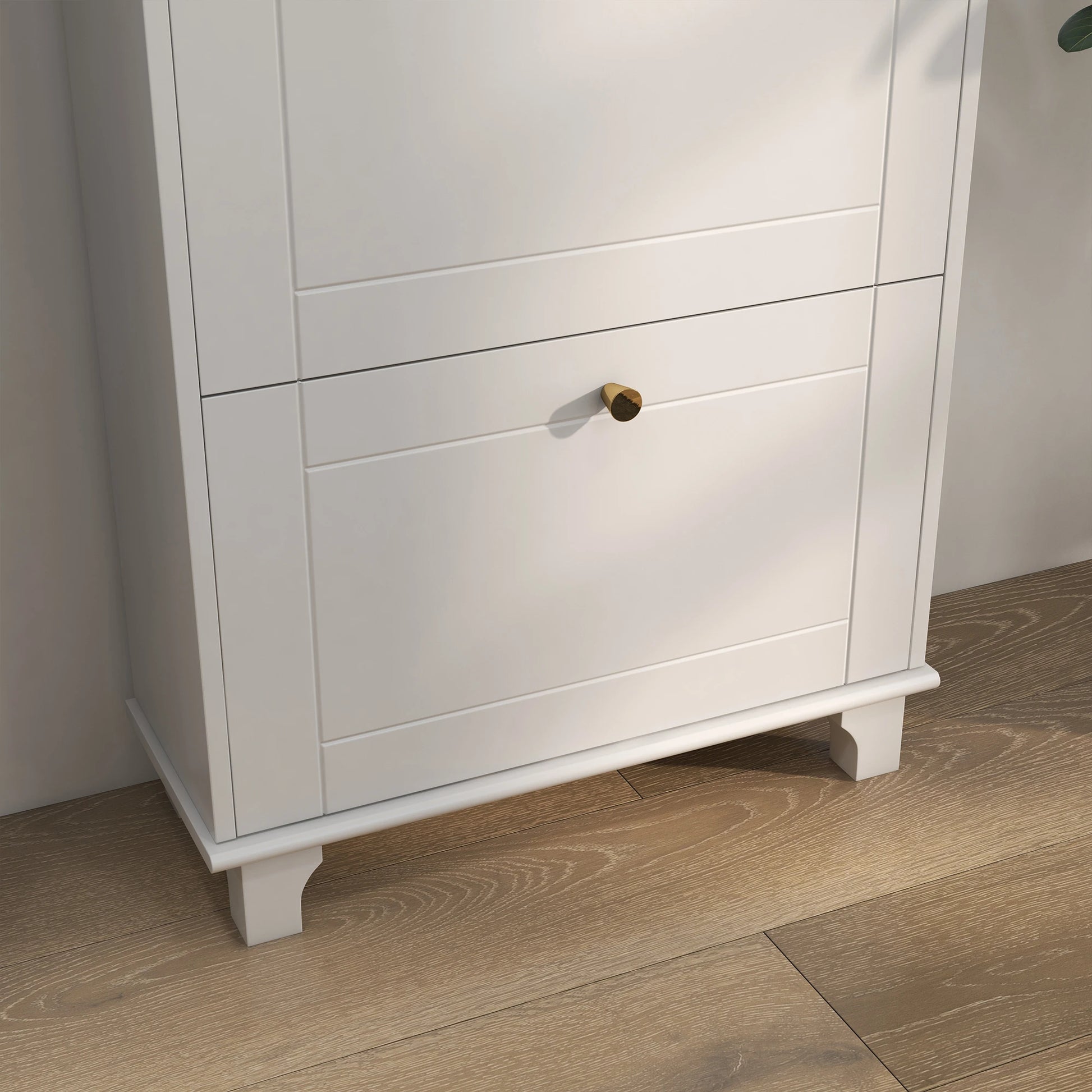 Narrow Shoe Storage, 3 Flip Drawers, Adjustable Shelves, Holds 12 Pairs, White Shoe Storage Cabinets & Racks at Gallery Canada