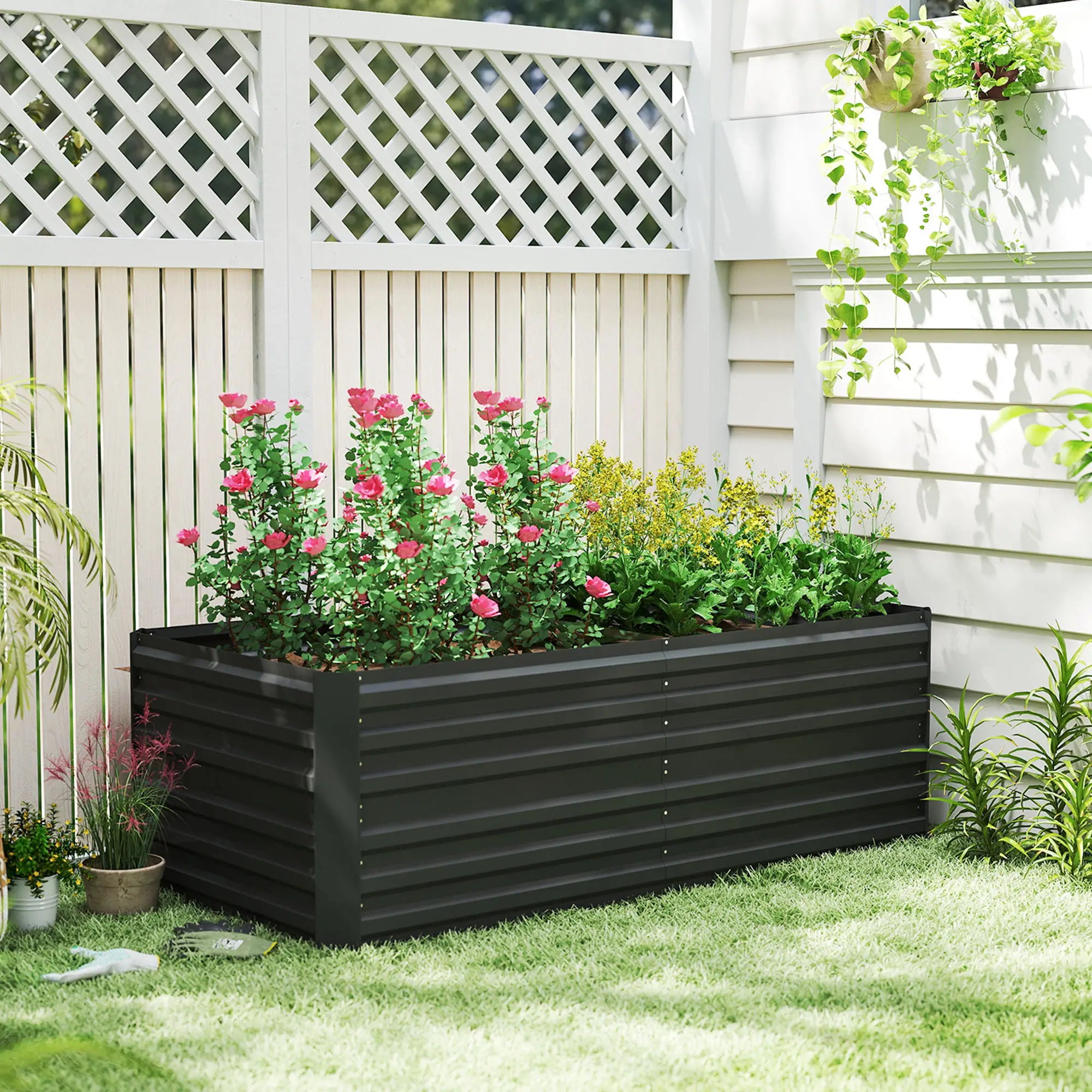 Galvanized Raised Garden Bed, Steel Outdoor Planter, 71
