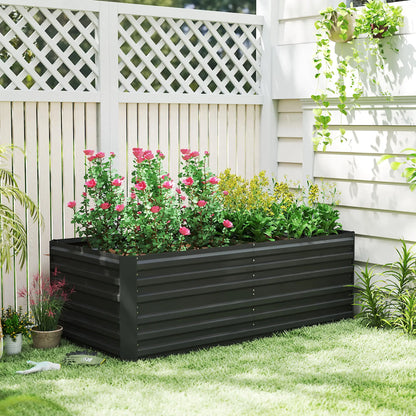 Galvanized Raised Garden Bed, Steel Outdoor Planter, 71" x 35" x 23", Black Raised Garden Beds at Gallery Canada