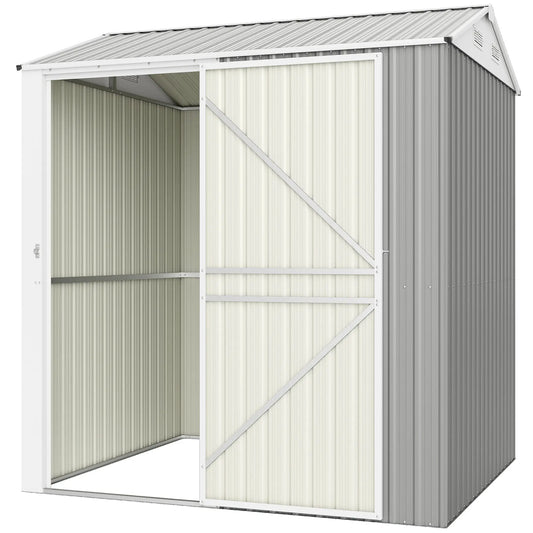 7' x 6' Tall Outdoor Storage Shed, Waterproof Metal Garden Shed, Silver Grey Sheds Silver Grey at Gallery Canada
